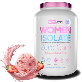 BHP NUTRITION- SHE FIT- WOMEN ISOLATE ZERO CARB| PROTEINA AISLADA| 36 SERV|SIN CARBOHIDRATOS, SIN LACTOSA, NI AZUCAR AÑADIDA| LIGERA Y FACIL DIGESTION (HELADO DE FRESA)