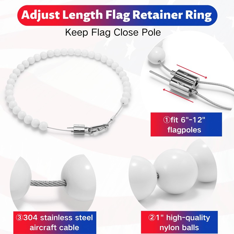 3/8”100Ft Flag pole Rope Kit, Polyester Halyard Flag Rope with