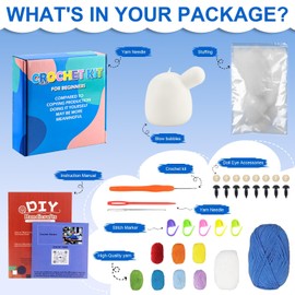 Omagie Crochet kit，Dinosaur Beginners Crochet Kit Knitting kit DIY Crochet Kids Crochet Starter Kit, with Step-by-Step Tutorials for Adults Stress Relief Toys Fidget Toys for Boys Girls Gift