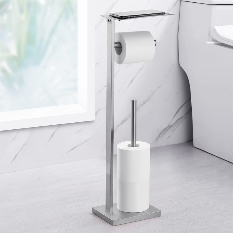 Miyili Bathroom Lavatory Toilet Tissue Roll Holder Stainless Steel Freestanding