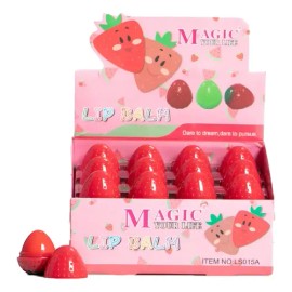 24 Pzas Bálsamos Para Labios Labial Magico En Forma De Fresa                                                                                          