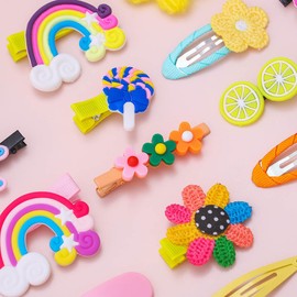 IYOU Baby Girl Hair Clips Pink Rainbow Flower Barrettes Set Crocodile Clip Cute Non-Slip Toddler Hair Accessories for Children (42 Pieces)