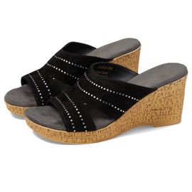 David Tate Women's Amazing Wedge Sandal, Black Suede, 9.5