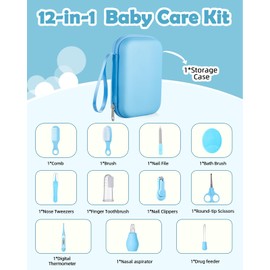 Baby Healthcare and Grooming Kit, Lictin 12PCS Nursery Care Kit, Newborn Safety Health Care Set with Hair Brush,Comb,Nail Clippers and More for Newborn Infant Toddlers Baby Boys