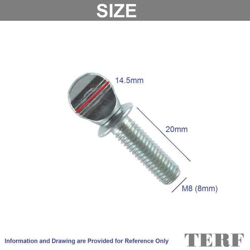 TERF® M8 X 20mm Thumb Screw Wing Bolt M8 (8mm)