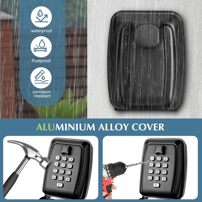 Key Safe Wall Mounted, Large Key Lockable Box Outdoor with