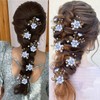 6 Pieces Bridal Flower Wedding Hair Pins Crystal Pearl Hair