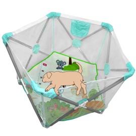 XKMT- Baby Water Blue Pentagon Safety Playpen Portable Foldable Mesh Playard Infants Baby Toodler Animals Fence w/Travel Bag Nursery Furniture For Indoor Outdoor