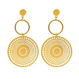 14K Gold Bohemia Earrings for Women Simple Gold Boho Round Drop Dangle Earrings Geometric Statement Earring Minimalism Jewelry Gifts (Gold)