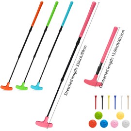 QPPKII 4 Pack Multicolor Golf Putters Set with 6 Practice Balls, Adjustable Length Two-Way Putter for Right/Left Handed, Golf Clubs for Men's Women's, Suitable for Indoor Outdoor Use
