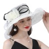 Elegant Women's Organza Sun Hat Wide Brim Flower Decorated Travel