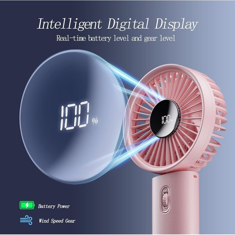 GOCKERA Portable Fan, 100 Speeds Scrolling Switch Adjustable 4200mAh Rechargeable,