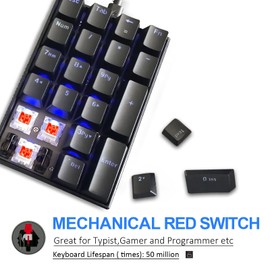 MOTOSPEED K23 Mechanical Numeric Keypad Red Switch Wired 21 Keys Mini Numpad Portable Keypad Backlight Gaming Keypad Extended Layout for Cashier(Red Axis)