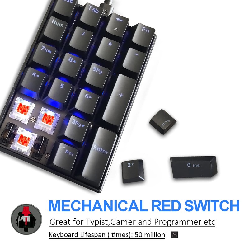 MOTOSPEED K23 Mechanical Numeric Keypad Red Switch Wired 21 Keys
