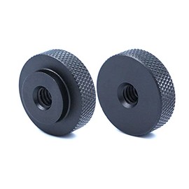 2 Pack 25mm Large Knurled Edge 1/4"-20 Female Thumb Wheel Lock Nut Adapter (Black)
