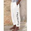 LOVESHOOT Women Linen Pants Summer 2025 Drawstring Elastic Waist Daisy