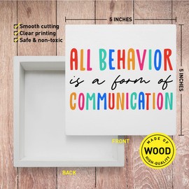 Autism Decor Wooden Box Sign, Autism Awareness Classroom Home Office Desk Decor Kids Autism Decoration, Behavior Is Communication, Autism Awareness Month Gifts