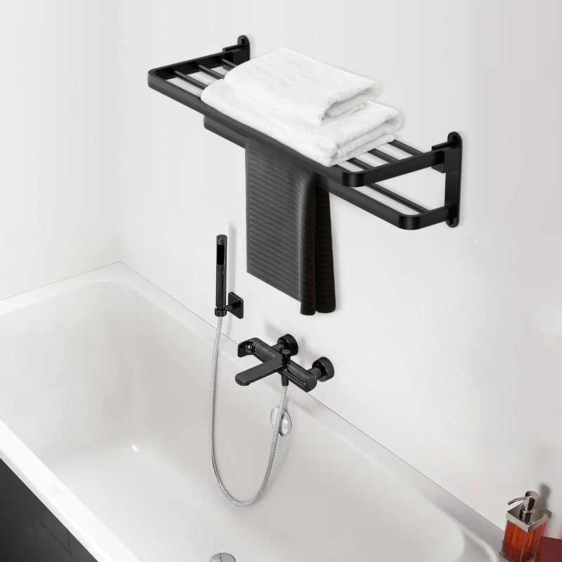 BOZWELL Bathroom Lavatory Towel Rack with Two Towel Bars,20-Inch Towel