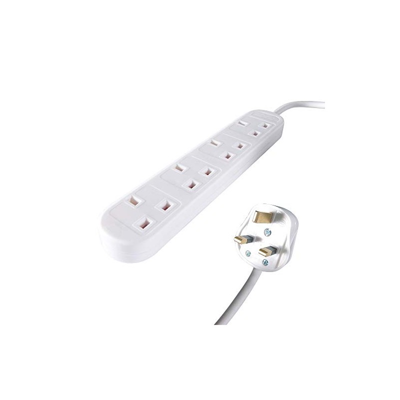 connektgear 2m Male Mains Power PDU 4 Gang UK Socket