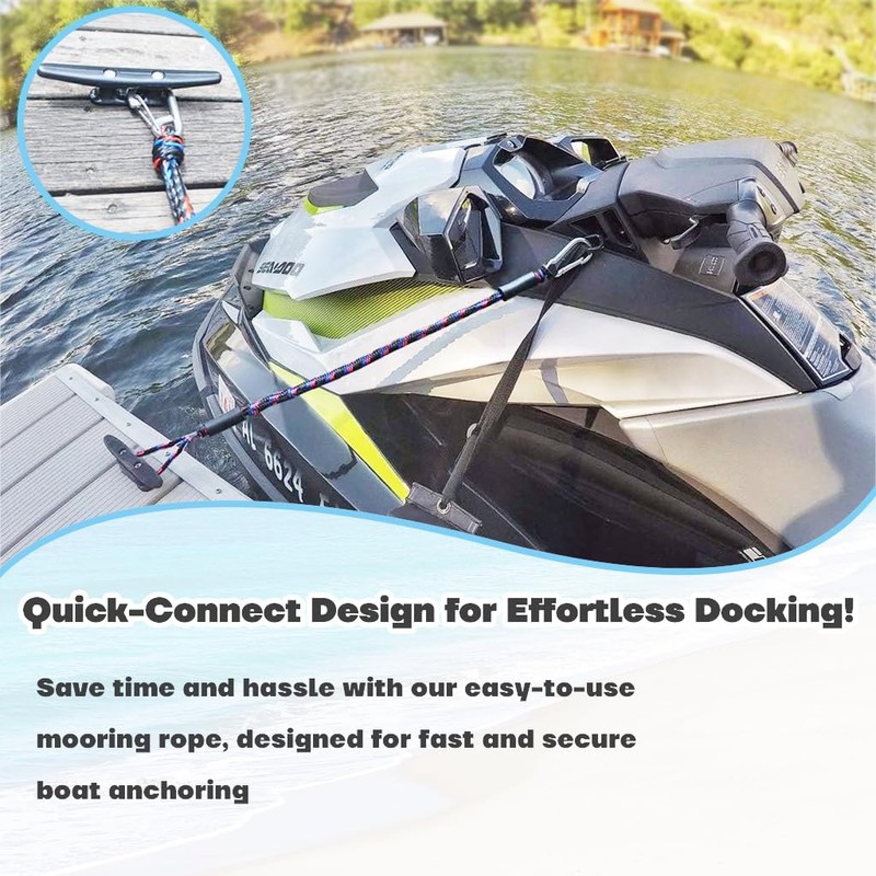 4-Pack Boat Bungee Dock Line for Temporary Boat Docking,– 4FT