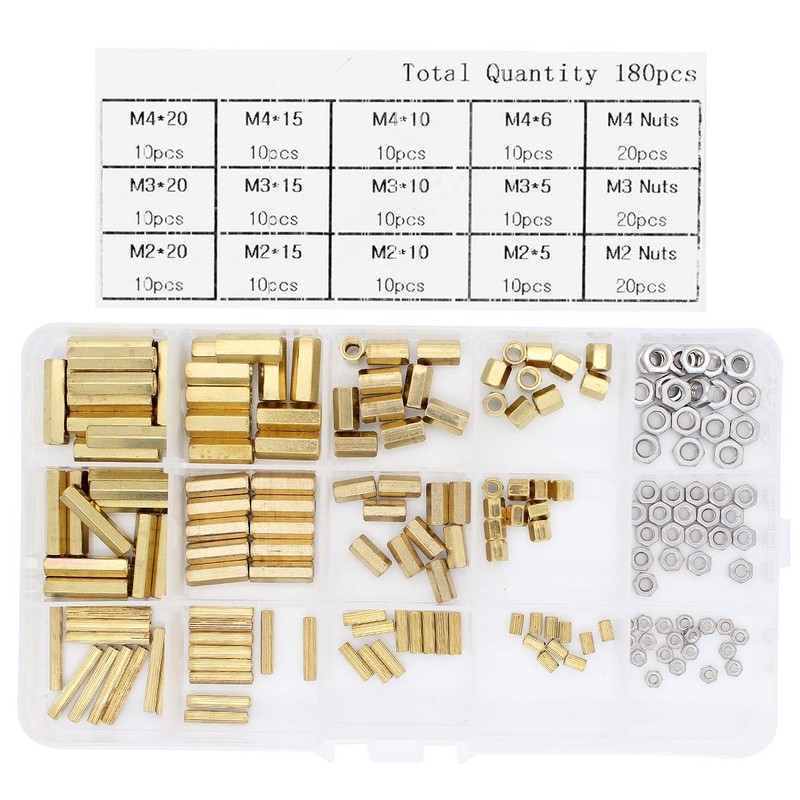 Yuhtech 360 Pieces Standoff Brass Hexagonal Spacer Screws Spacer Nut