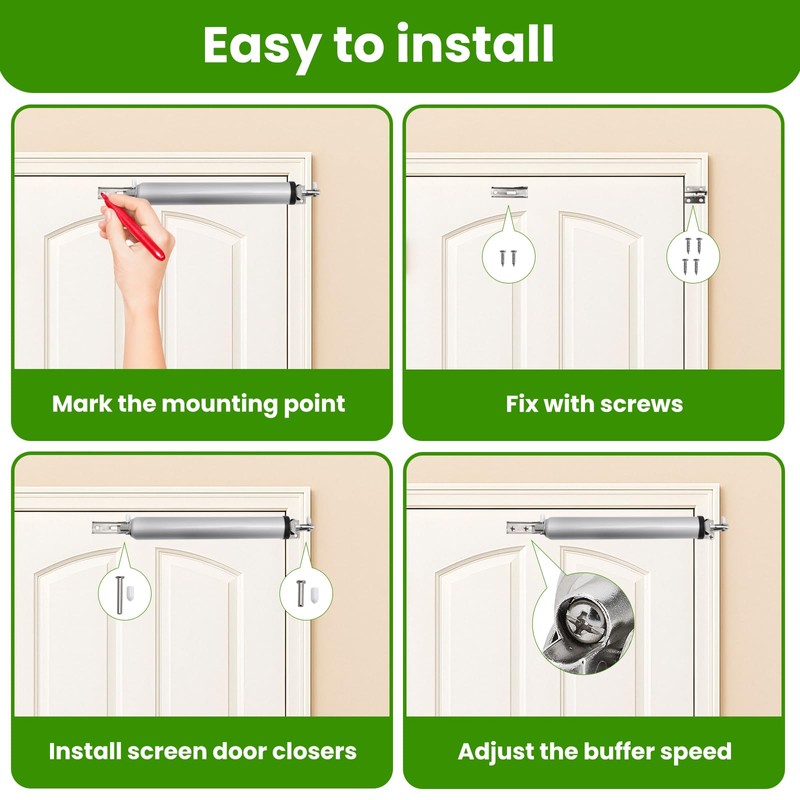 Heavy-Duty Pneumatic Storm Door Closer, Screen Door Closer, Pneumatic Door