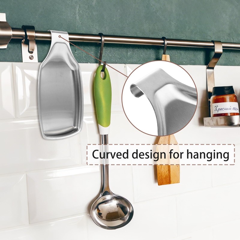 3Pcs Spoon Rest for Stove Top, 304 Stainless Steel Spoon