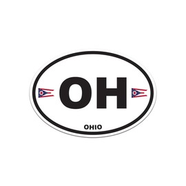Ohio State Flag Euro Oval Sticker Decal 4"x2.6"