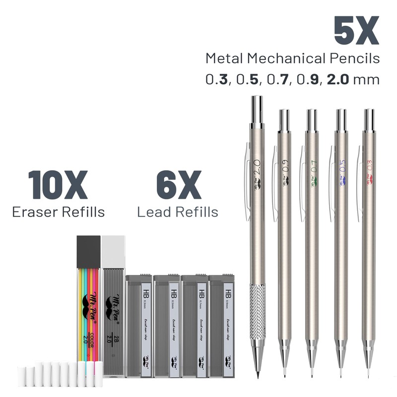 Mr. Pen- Metal Mechanical Pencil Set with Lead and Eraser