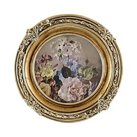 predolo Vintage Picture Frame 9.5 cm x 9.5 cm Retro Photo Frame Embossed Table Top Rustic for Hallway Wedding Holiday Round Frame