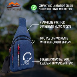 AURORAZUL Small Sling Crossbody Bag for Women & Men – Lightweight Travel Shoulder Bag with Adjustable Strap – Compact One Strap Backpack for Hiking, Walking & Everyday Use (Blue color)