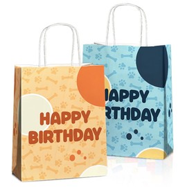JOYGATHER 24 Pcs Dog Party Favors Bags with Handles, Dog Goodie Bags, Gift Bags, Candy Bags with 2 Different Types, Dog Kraft Paper Bags for Birthday Party Supplies Baby Shower Decorations