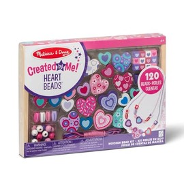 Melissa & Doug Created by Me! Set de Cuentas de Corazones para Hacer Joyería, Juguete de Madera, Cuentas y Abalorios, Artes y Manualidades para Niños (Más de 120 Cuentas, 5 Cordones)