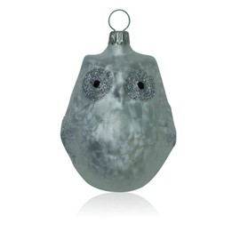 Lauschaer Glas Christmas Tree Decorations Small Owl Ice Lacquer White Pack of 3 Christmas Tree Decorations Mouth-Blown Hand Decorated