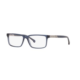 Brooks Brothers BB2019 - Marco rectangular para anteojos graduadas, color azul marino transparente/lente demo, 55 mm, Lente azul marino/demostración transparente, 55 mm