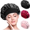 BIZBUY 3 Pack Satin Bonnet, Hair Bonnet for Sleeping, Night Hair Sleeping Caps with Wide Elastic Band, Silk Bonnet is Suitable for Long, Straight and Curly Hair.