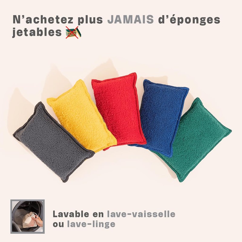 INGA - 2 reusable washable sponges - Special surfaces, double