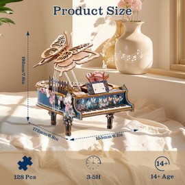3D Puzzles for Adults, 3D Wooden Puzzle-Magic Piano, Mechanical Model Kit Music Box, DIY Wooden Model Building Hobby Gifts for Men Women, Birthday Gift for Music Box Puzzle Lover