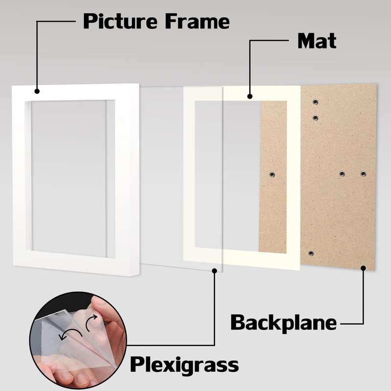 White 5x7 Picture Frames Set of 2 Display Pictures 4x6