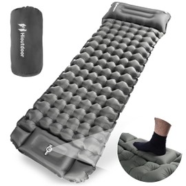 Hioutdoor Self-Inflating Sleeping Mat 10 cm Camping Ultralight Inflatable with Foot Press Pump for Outdoor Hiking Beach Backpacking Tent Mattress Sleeping Mat Camping Mat (Grey)