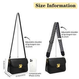 Women PU Leather Crossbody Bag, Elegant Satchel Handbag with Adjustable Strap Ladies Small Shoulder Bag Purse Black Evening Clutch with 3 Straps(Black)