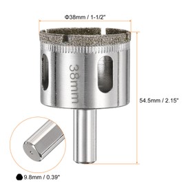 HARFINGTON 2pcs Diamond Drill Bit Hole Saw 1-1/2"(38mm) Tile Core Cutting Drilling Tool for Glass Ceramic Marble Porcelain Tile Quartz Gemstone Aquariums