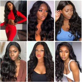 30 30 30 Inch Body Wave Bundles Human Hair Natural Black Color Brazilian Unprocessed Hair Same Length 3 Bundles Color #1B Bundles Double Weft Body Wave Bundles Hair Weave