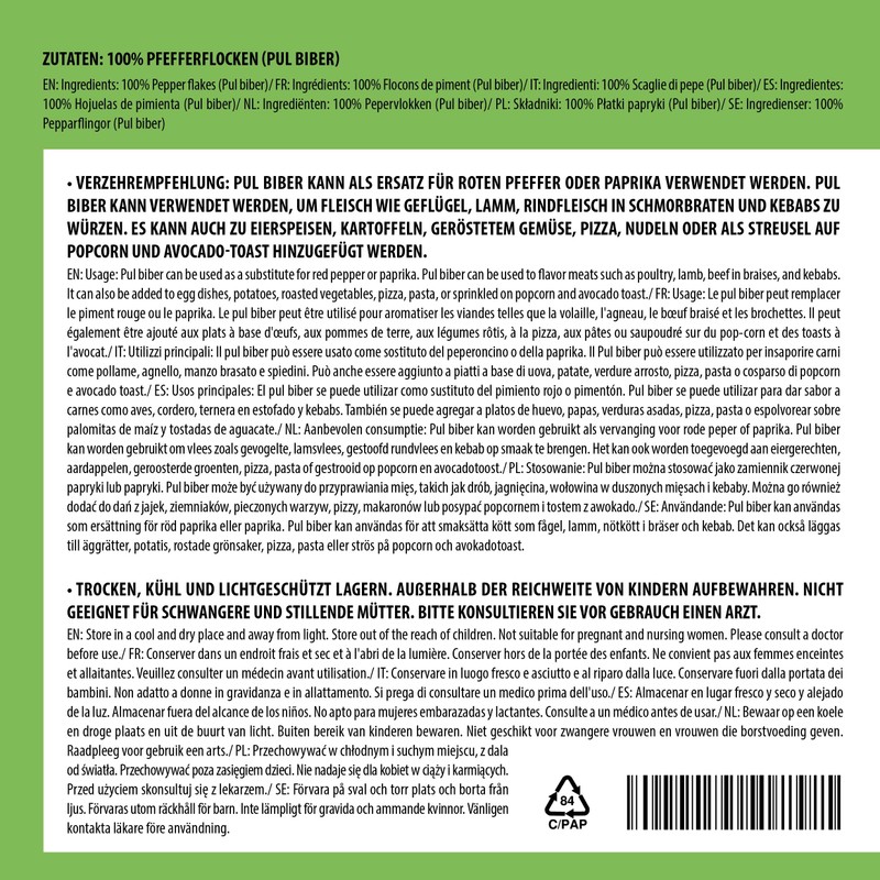 Pul Biber (250g, 8.8oz), chilli flakes100% natural and without additives,