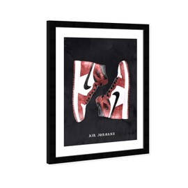 Wynwood Studio Fashion and Glam Wall Art Framed Prints 'Classic Sneakers' Shoes Home Décor, Red, Black
