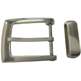 BELTINGER Belt Buckle with Loop 4.0 cm | Buckle Belt Buckle 40 mm Solid | Pin Buckle | Interchangeable Belt up to 4 cm, silver