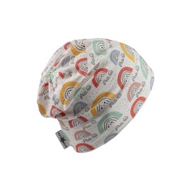 Sterntaler Beanie Rainbow - Baby Hat Made of Flame Yarn Jersey for Girls with UV Protection 50+ - Lightweight Hat with Rainbow Print Protects the Head from the Sun on Hot Days, ecru