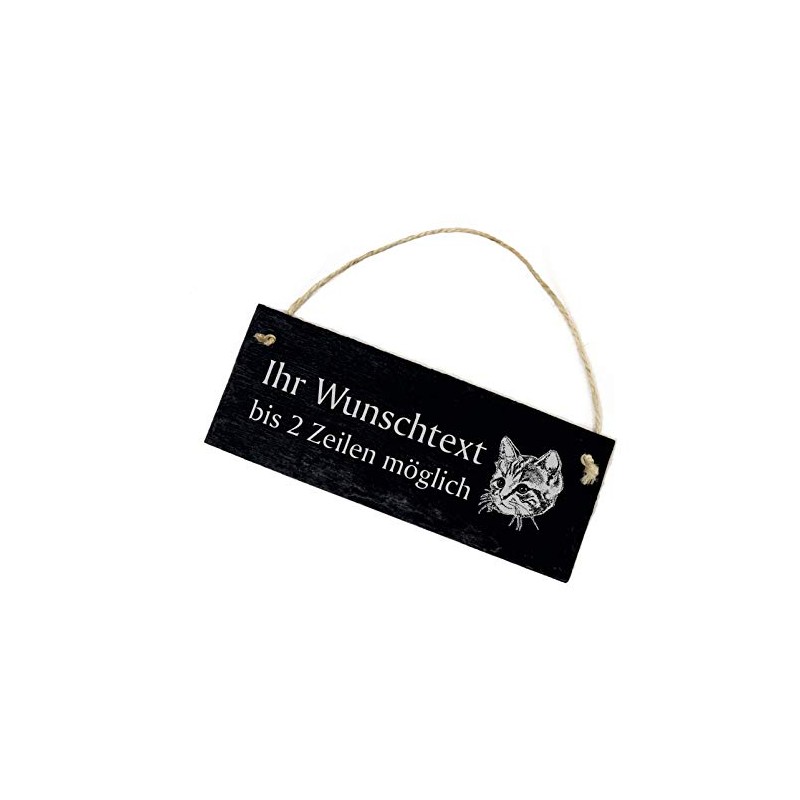 Door Sign with Kitten Cat Design Engraved Slate 22 x