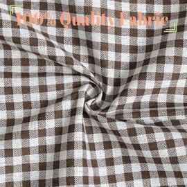 Moslovstar Farmhouse Cotton Linen Tier Curtain 15.7 Inch Long Elegant Floral Lace Window Valance Kitchen Bathroom Short Curtain, 1 Panel, Brown Plaid