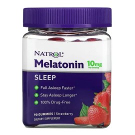 Natrol, Melatonina, Fresa, 10 Mg, 90 Gomitas, Melatonina Es Una Ayuda Para Dormir Nocturna Que Ayuda Con El Insomnio Ocasional. Para Amanecer Fresco  
